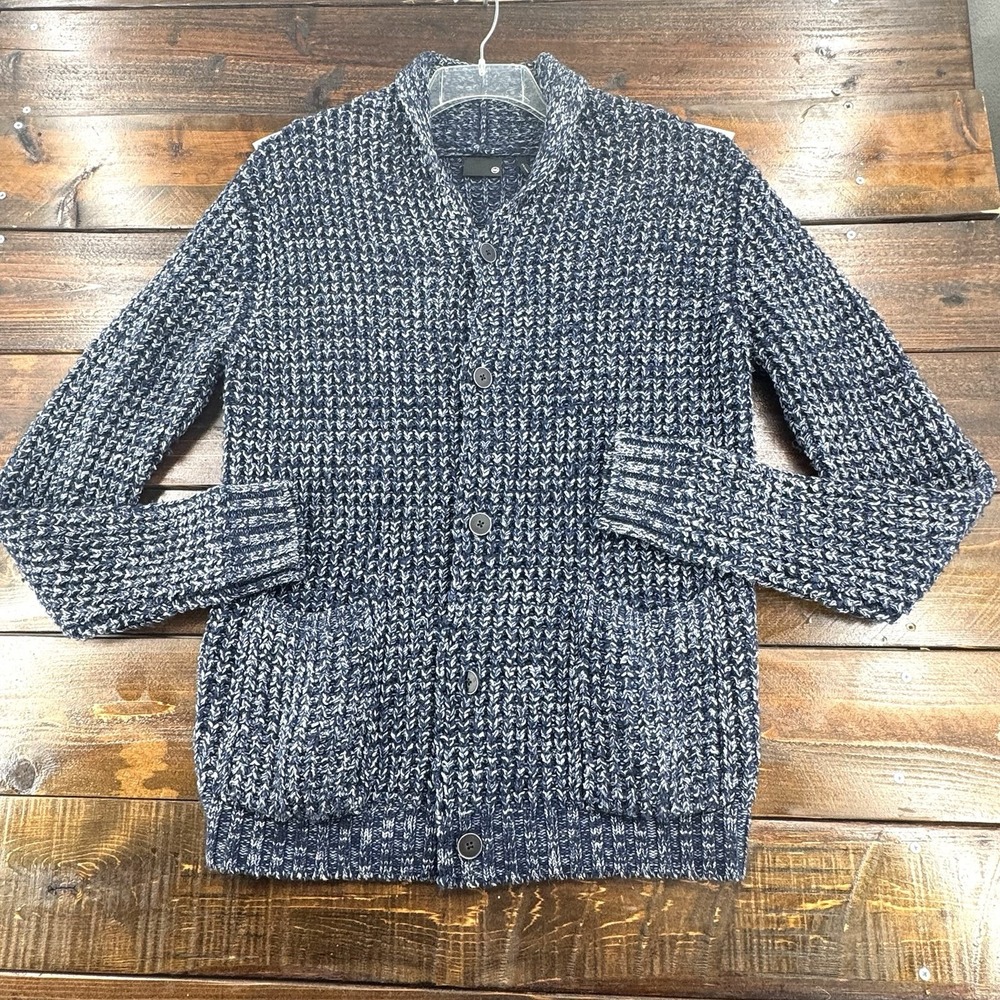 AG Adriano Goldschmied Grandpa Cardigan Wool OVERSIZED Chunky Sweater Blue Men M